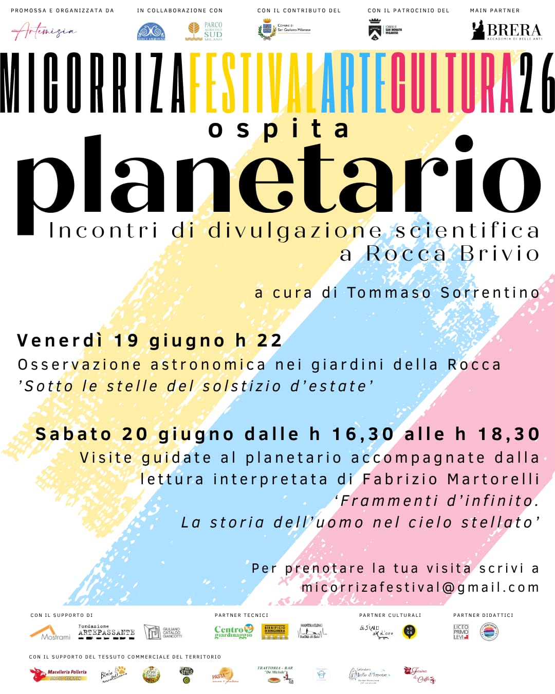 Locandina degli incontri di divulgazione scientifica al planetario Mulapin, Micorriza Festival 2026, Rocca Brivio